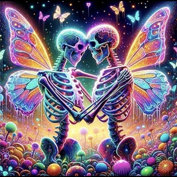 None Other - Colorful Butterfly Skeletons 5D Diamond Painting Kit New